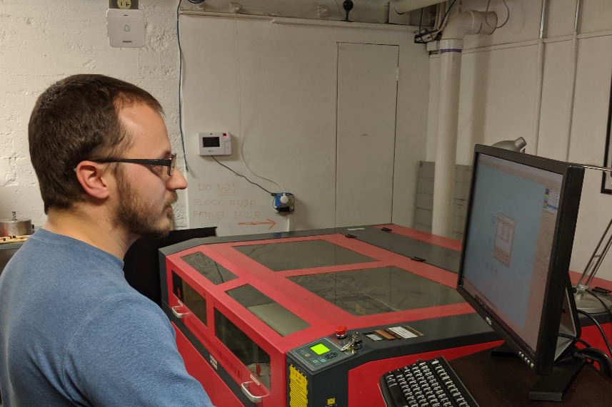 Member in front of laser cutter